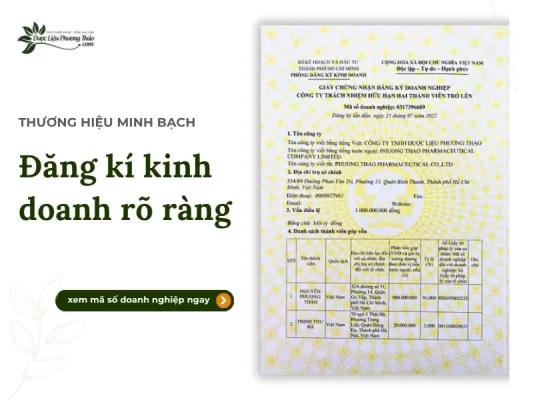 Giấy phép kinh doanh của Dược Liệu Phương Thảo