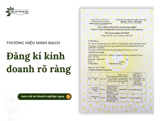 Giấy phép kinh doanh của Dược Liệu Phương Thảo