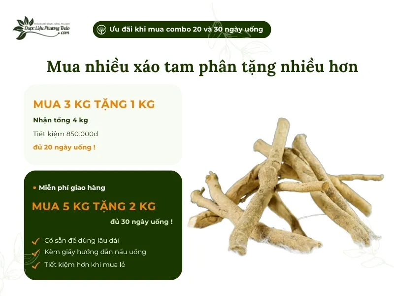 Chương trình khuyến mãi mua xáo tam phân nguyên rễ