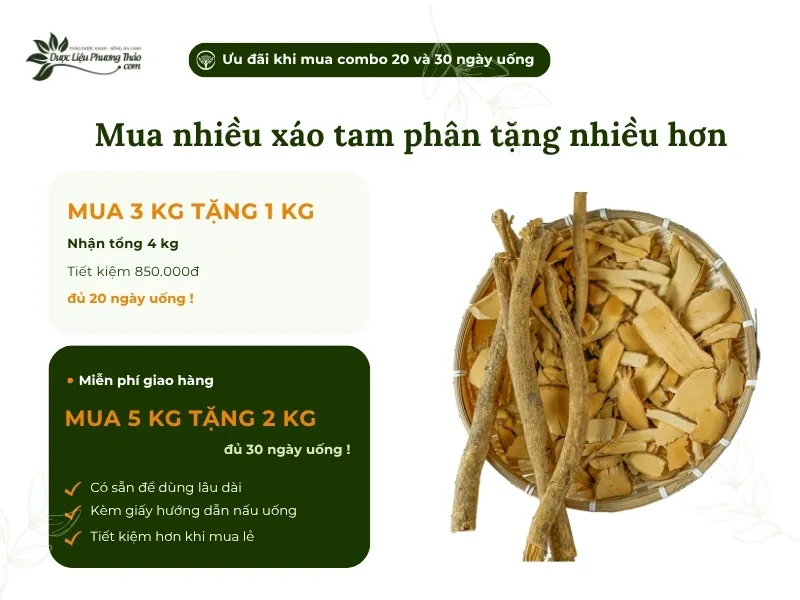 Chương trình khuyến mãi khi mua xáo tam phân nguyên rễ